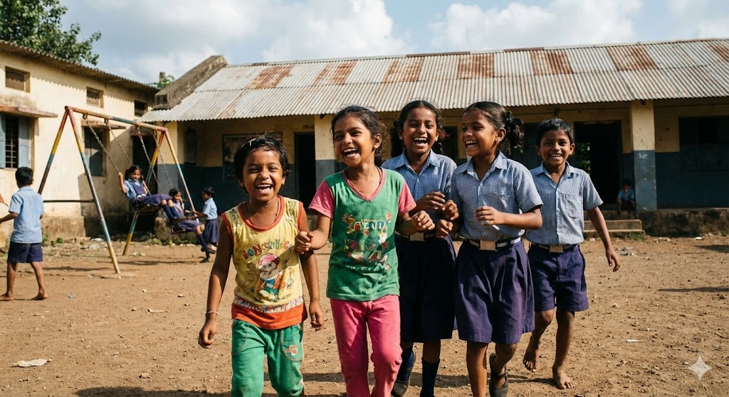 Indian children smiling
